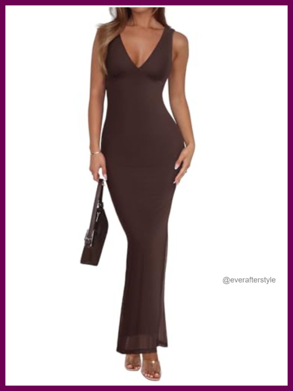 Women's Mesh V Neck Sleeveless Maxi Dress Bodycon Party Formal